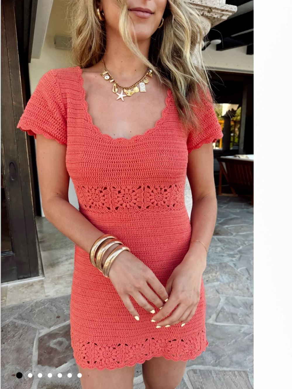 Show Me Your Mumu Destination Mini Dress - Coral Knit Women's Swim Cover-Up